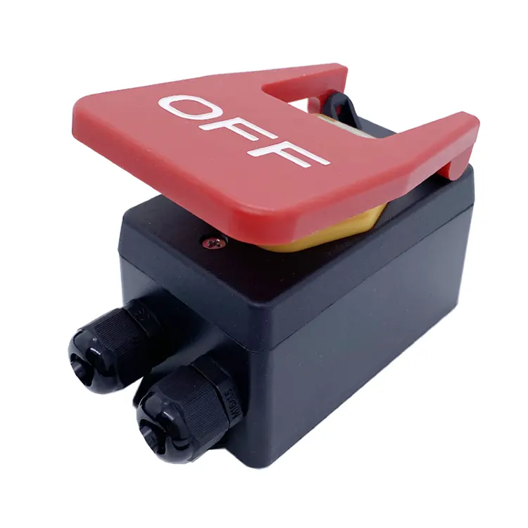 16A Besar Merah Panel OFF Butang Tekan Suis Elektromagnet Dengan Kotak